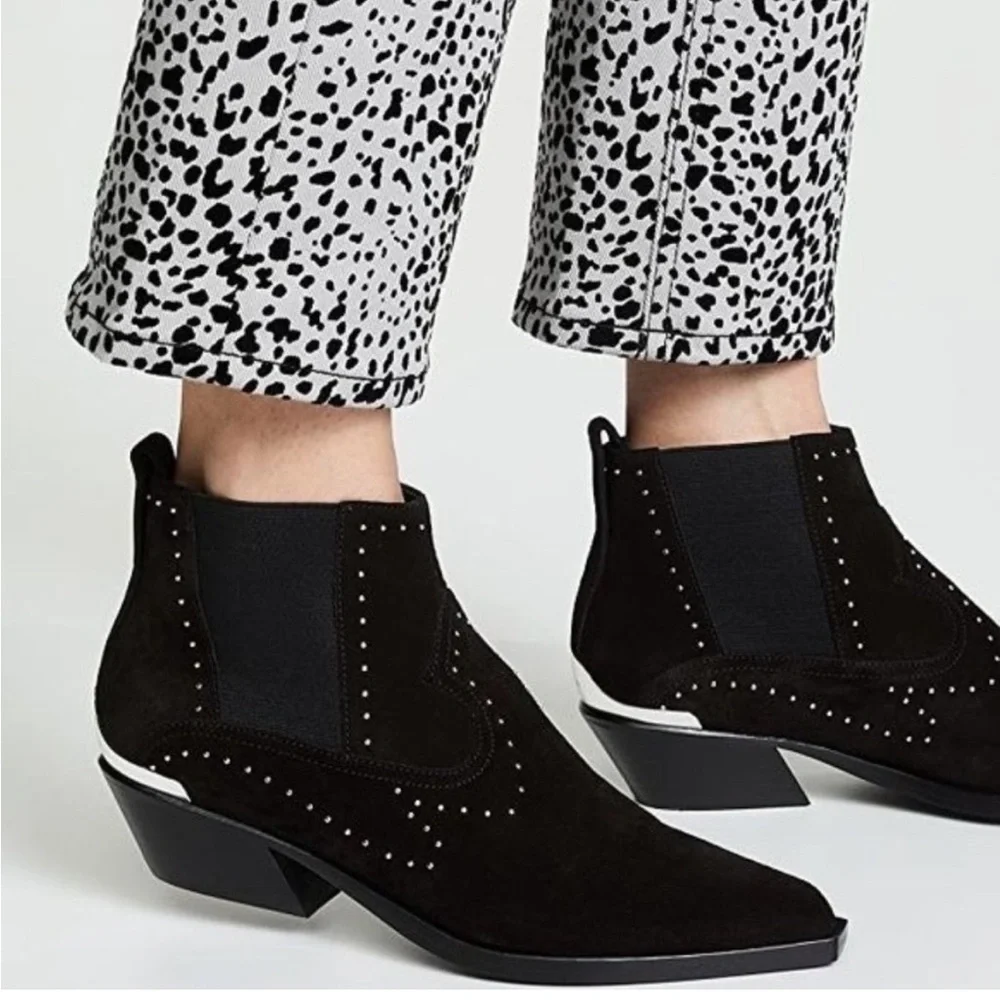 NWOT Rag & Bone Size 5 / 35 Black Suede Westin Bootie Boots Stud